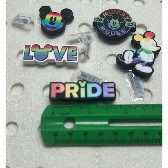 Disney Pride Mickey Mouse Shoe Charms Lot of 5. Crocs Jibbitz Style 2022 Rainbow - Picture 1 of 6